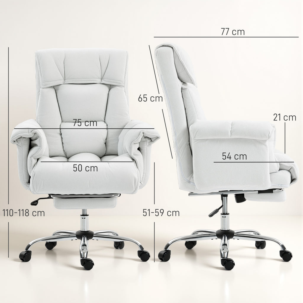 HOMCOM High Back Office Chair, Reclining Desk Chair with Footrest, Thick Cushion, High Resilience Foam, Adjustable Height, Ro