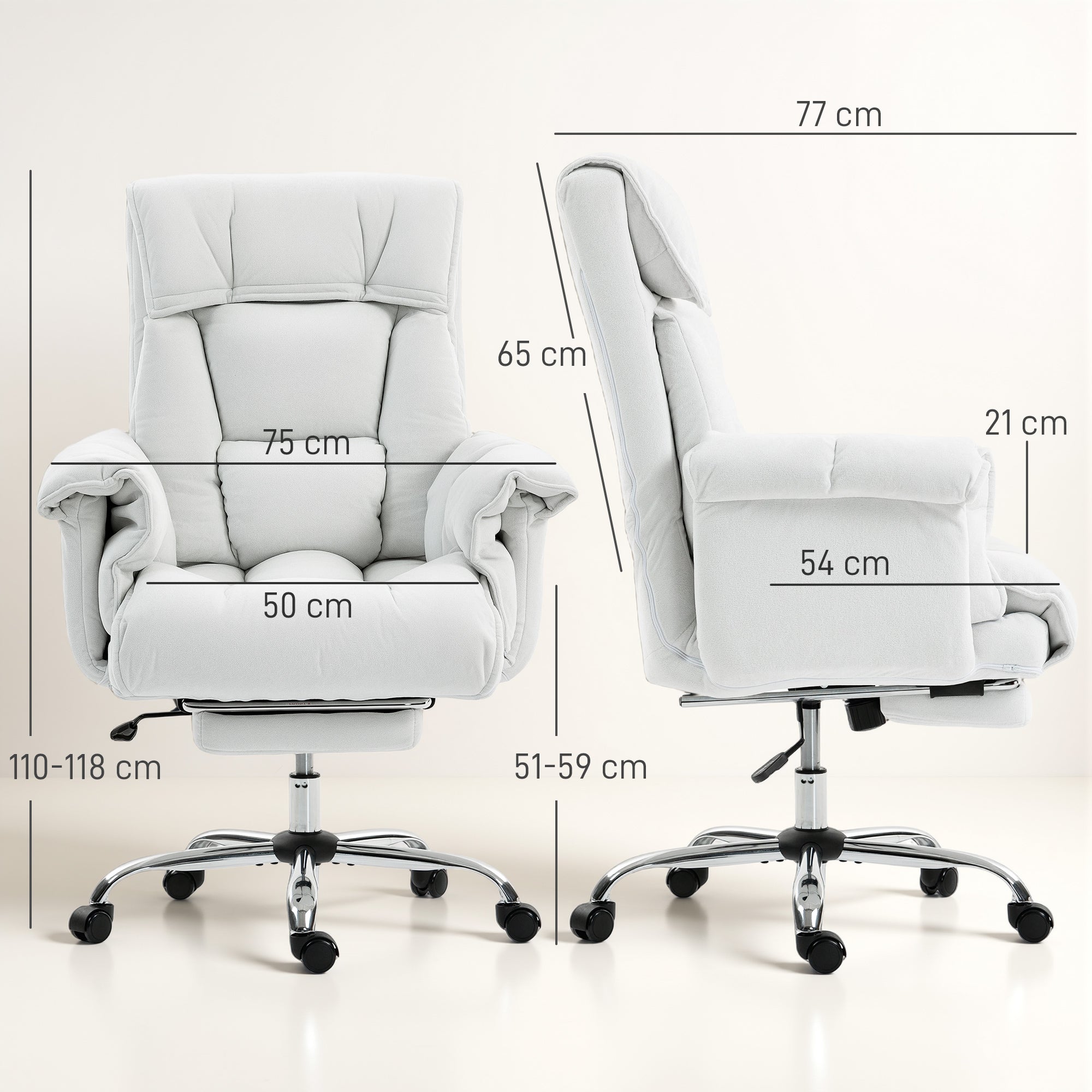 HOMCOM High Back Office Chair, Reclining Desk Chair with Footrest, Thick Cushion, High Resilience Foam, Adjustable Height, Ro