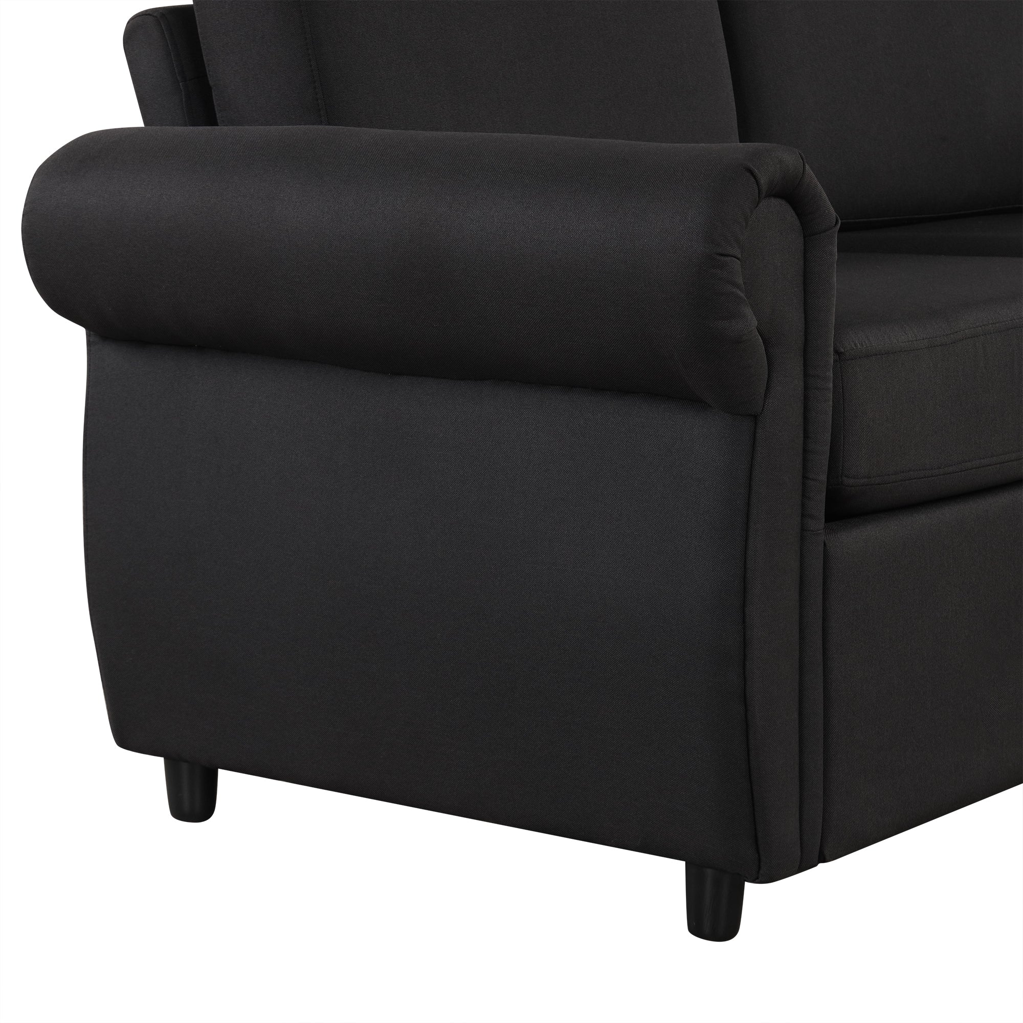 Orisfur Pull Out Sofa Bed Loveseat Sleeper with Twin Size Memory Foam Mattress & USB Ports, Black Linen - Grand Goldman Shop