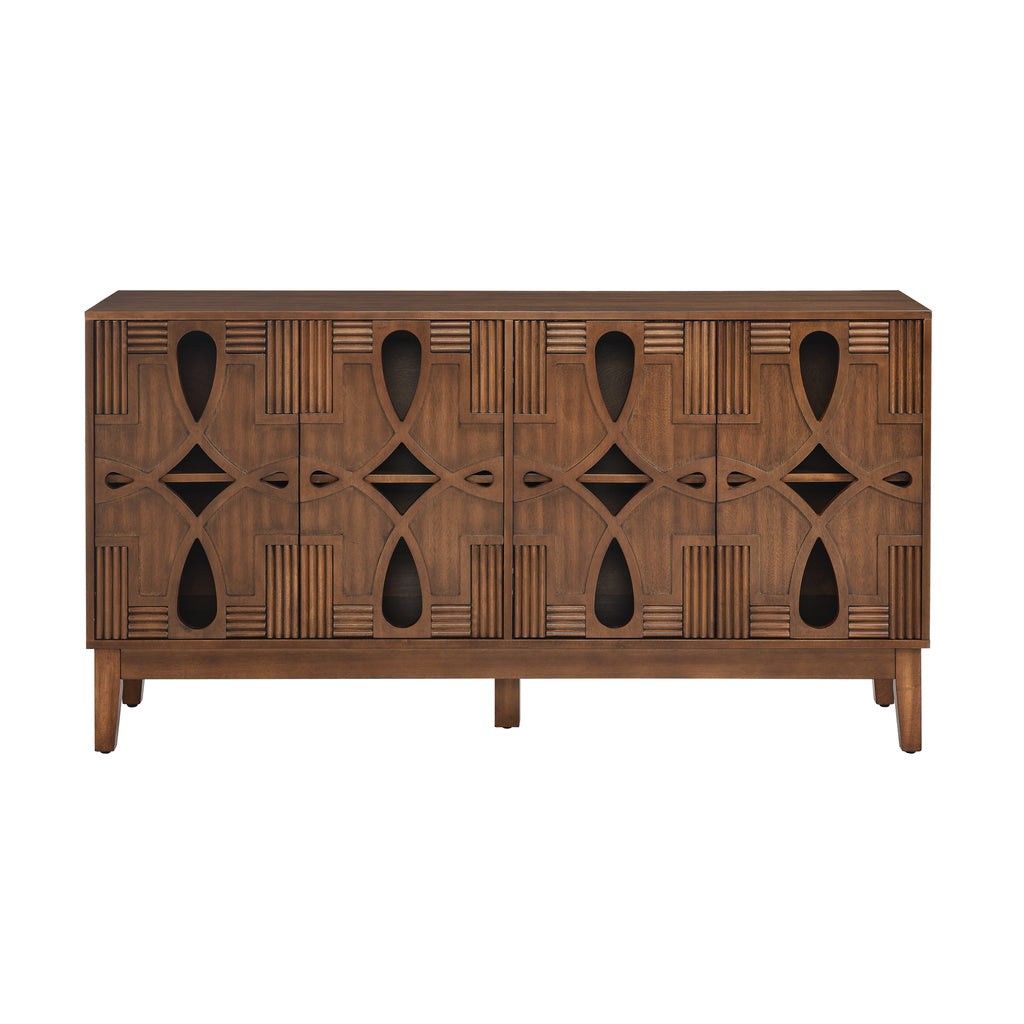 60.5' Mid Century Modern Sideboard Buffet Cabinet with Storage, TV Media Console Table, Storage Cabinet with 4 Doors & Adjustable Shelves for Kitchen Dining Living Room Entryway, Walnut - Grand Goldman Shop