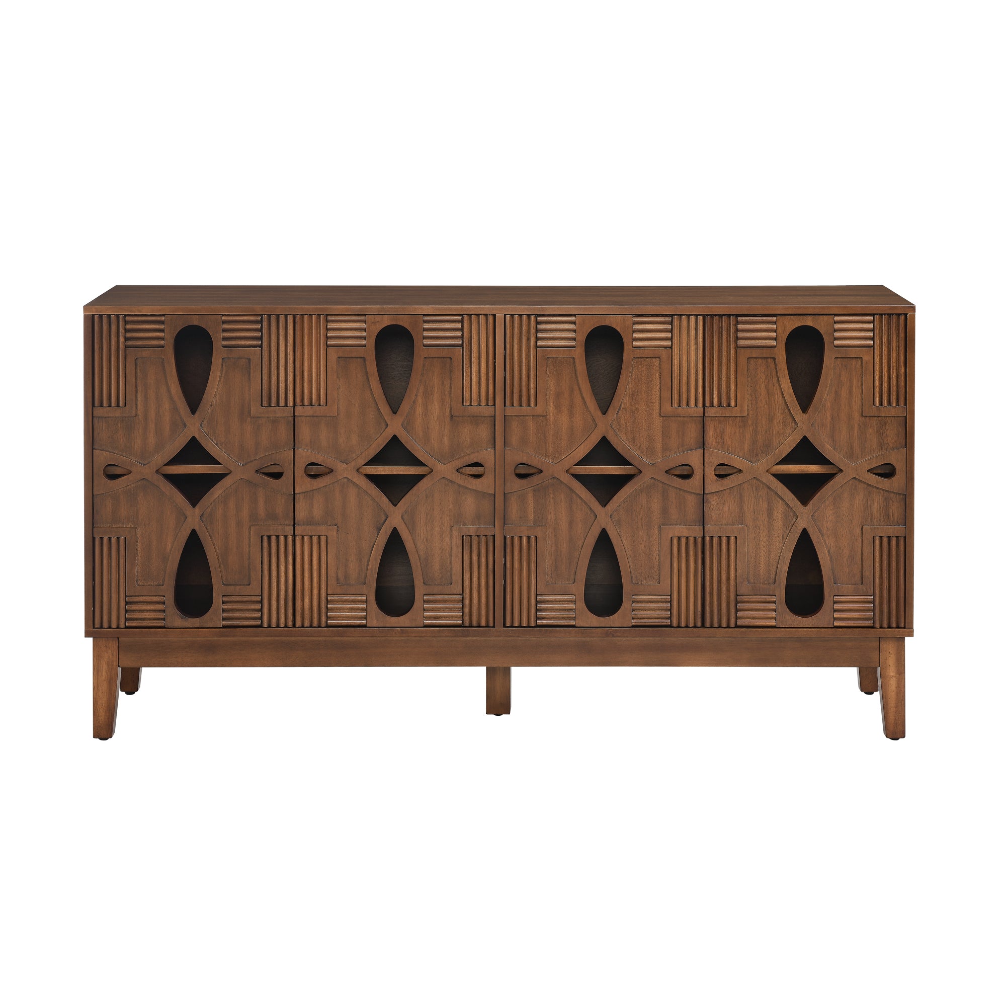 60.5' Mid Century Modern Sideboard Buffet Cabinet with Storage, TV Media Console Table, Storage Cabinet with 4 Doors & Adjustable Shelves for Kitchen Dining Living Room Entryway, Walnut - Grand Goldman Shop