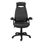 Office Chair, Adjustable Height, Swivel, Ergonomic, Armrests, Computer Desk, Work, Black Leather Look, Black Metal, Contempor