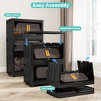 Folding Storage Cabinet 5-Tier 24-Inch Wide Black Plastic with Magnetic Doors and Wheels - Grand Goldman Shop