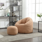 Bedding Bean Bag Sofa Chair with High-Pressure Foam and Footrest, Tan Microfiber - Grand Goldman Shop
