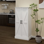 50' LED Kitchen Pantry Cabinet,Freestanding Buffet Cupboards Sideboard with 2 Doors with Racks and 2 Adjustable Shelves for Kitchen, Living Room and Dinning Room-White - Grand Goldman Shop