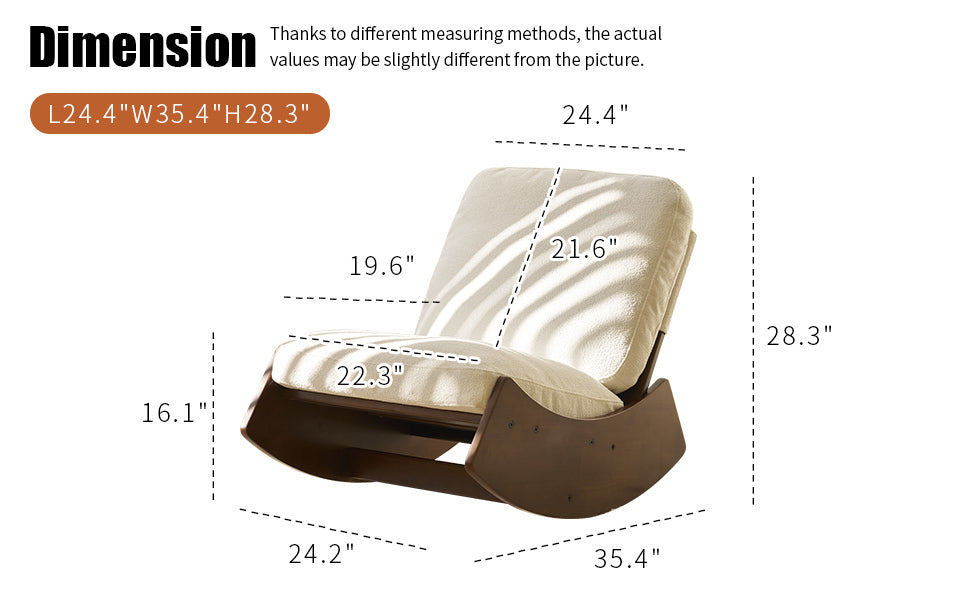Comfortable Glider Rocking Chair, High-Quality Upholstery Glider Chair, Solid Wood Frame, Perfect for Multiple Settings Accent Reading Chair for Bedroom,Living Room,Nursery - Grand Goldman Shop