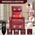 Red Faux Leather Heat Massage Manual Recliner Chair with Rocker and Swivel for Living Room - Grand Goldman Shop