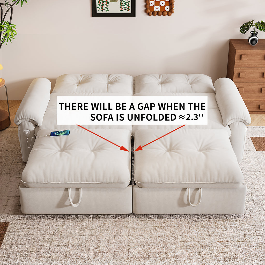 W3820S00024, a 77-inch convertible sofa bed, and a 2-in-1 piece suitable for both sitting and lying. Made of cloud-like fabric, it is applicable to living rooms, bedrooms and apart - Grand Goldman Shop