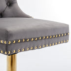 A&A Furniture Modern Upholstered Velvet Bar Stools with Adjustable Swivel Seat Height in Gray, Set of 2 - Grand Goldman Shop