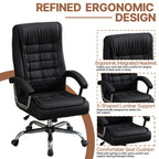 Executive Office Chair High Back PU Leather Desk Chair with Spring Seat Cushion, Ergonomic Swivel Computer Chair with Chrome 