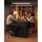 Home Bar Unit, L-Shaped Wine Bar Cabinet Table 4-Tier with Storage Shelves,  Wine Glass Holder, 300 lbs Max Capacity, Wood Liquor Cabinet for Home, Kitchen, Living Room, Pub, Basement, Black - Grand Goldman Shop