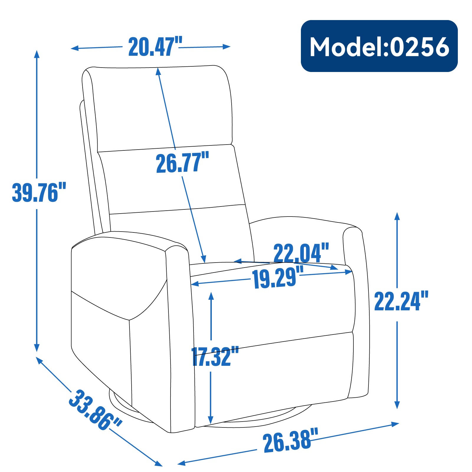 Manual Recliner Chair with Rocker and Swivel in Fabric for Living Room, Yellow - Grand Goldman Shop
