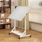 (WHITE) Wooden 1500 Piece Puzzle Table with Drawer, 35'*27.17' Adjustable Puzzle Table, 360° Tilting Puzzle Table with Legs a