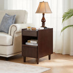 Wooden Bedside Table  with 1 Drawer Open Shelves, Wood Board Side Tables Storage Small Narrow Desk Chest of Drawer, Lamp Stand Nightstand Cabinet, Bedroom Living Room Home Furniture - Grand Goldman Shop