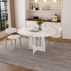 Modern Farmhouse 47.24' Round Dining Table for 4 with Marble White Finish MDF and Iron - Grand Goldman Shop
