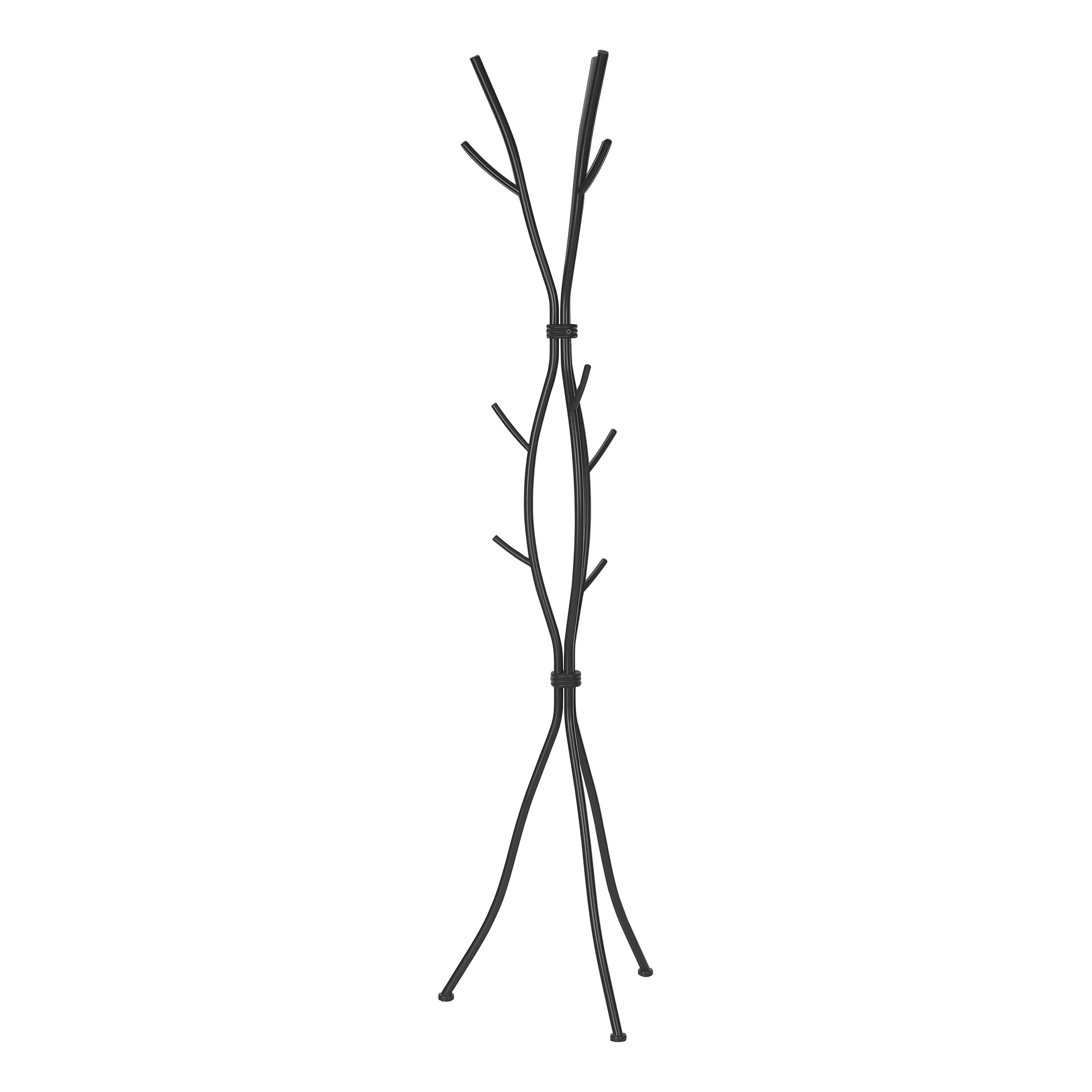 Coat Rack, Hall Tree, Free Standing, 11 Hooks, Entryway, 74'h, Bedroom, Black Metal, Contemporary, Modern - Grand Goldman Shop