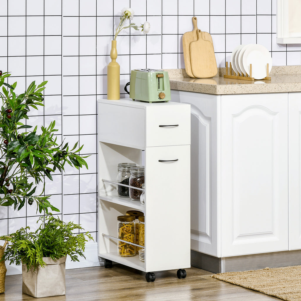 HOMCOM 3- tier Slim Storage Cart, Rolling Narrow Kitchen Cart on Wheels for Small Place, Slide Out Side Utility Cart for Bathroom, Laundry - Grand Goldman Shop