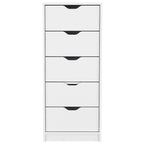 Dresser Kamran, Five Drawer Narrows, White Finish - Grand Goldman Shop