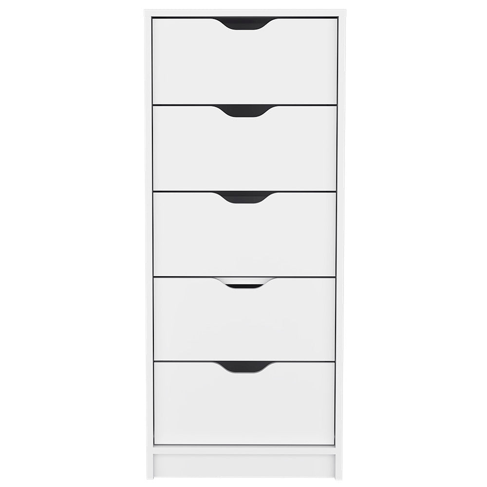 Dresser Kamran, Five Drawer Narrows, White Finish - Grand Goldman Shop