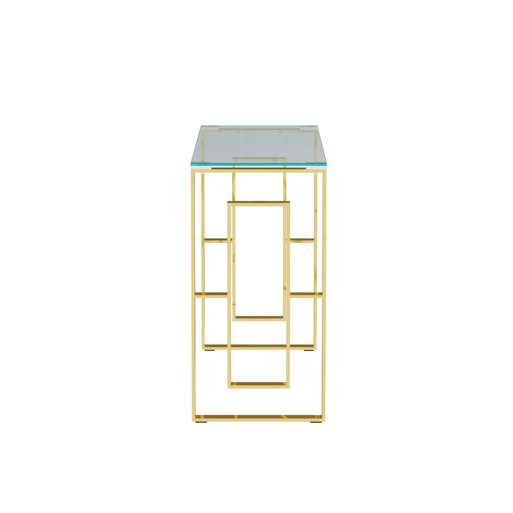 Console Table Stainless Steel Glass,Meal side table Golden Clear  bs-02 - Grand Goldman Shop