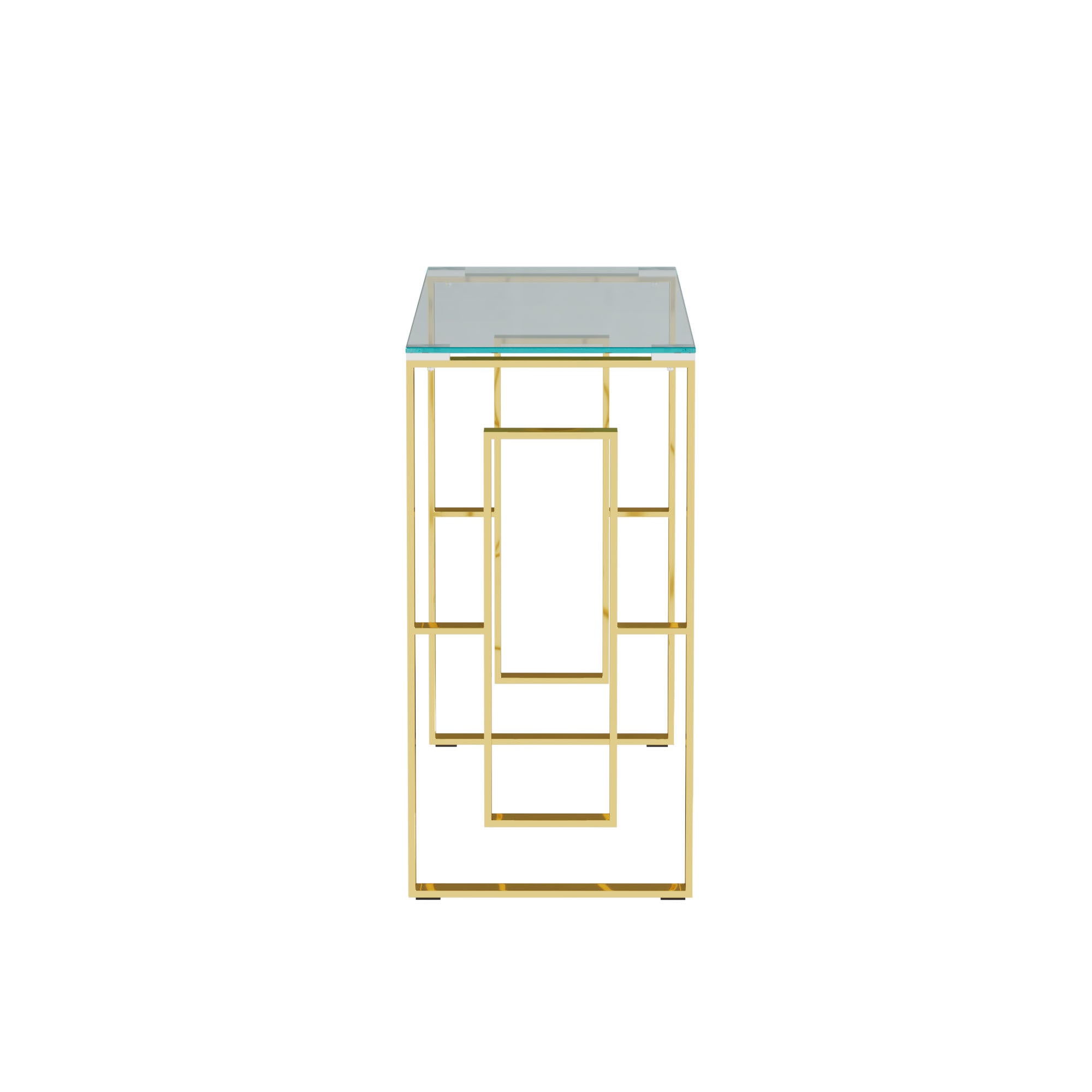 Console Table Stainless Steel Glass,Meal side table Golden Clear  bs-02 - Grand Goldman Shop