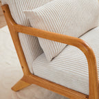 Mid-Century Modern Accent Chair with Pillow Upholstered Arm Chair in Beige Polyester and Solid Wood Frame (beige) - Grand Goldman Shop