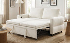 Convertible Sofa Bed 62.75' Loveseat with Adjustable Backrest and USB Ports in Beige Chenille Fabric - Grand Goldman Shop