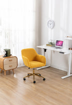 Modern Teddy Fabric Material Adjustable Height 360 Revolving Home Office Chair With Gold Metal Legs And Universal Wheel For I