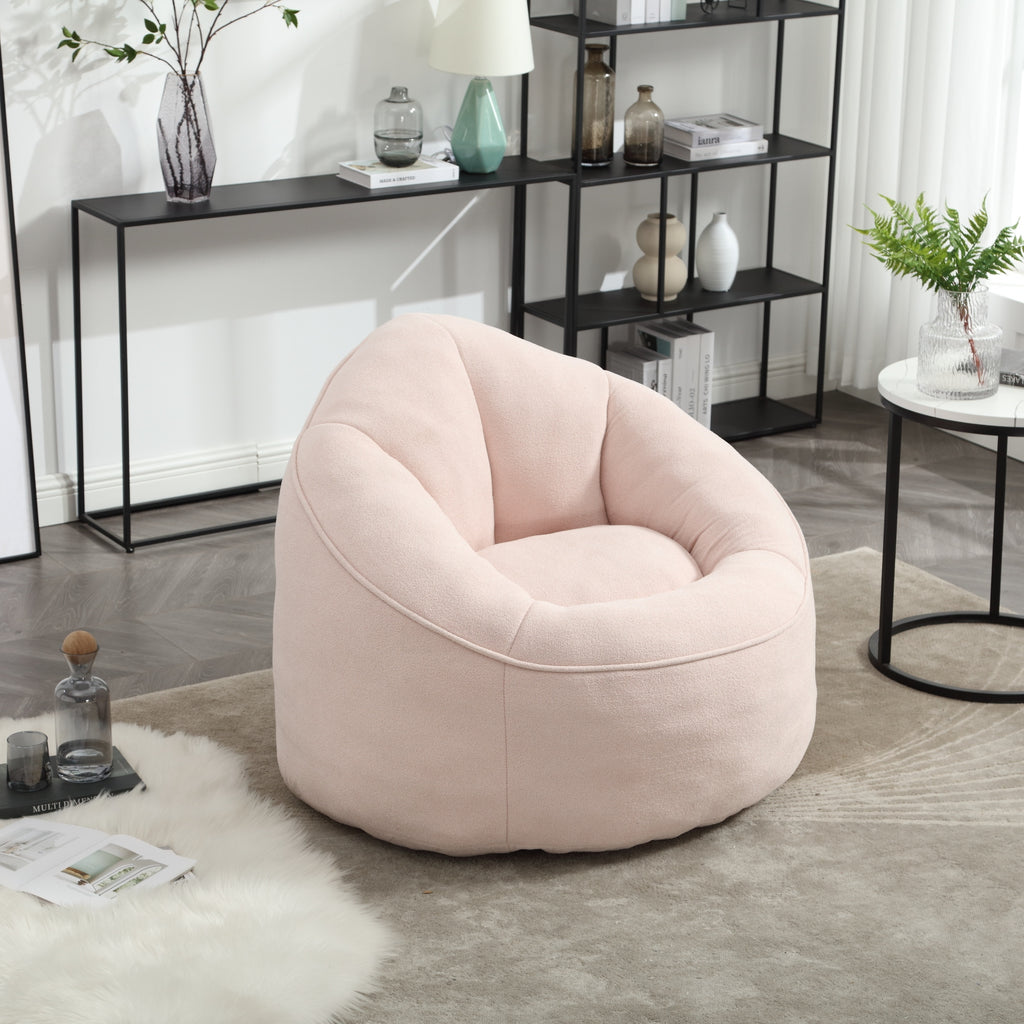 Bedding Bean Bag Sofa Chair with High-Pressure Foam and Footrest, Pink Microfiber - Grand Goldman Shop