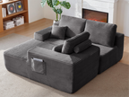 104' Cloud Sectional Sofa with L-Shape Chaise and Side Pockets , Modern Modular Design, Deep Seating, Upholstered Couch for Living Room/Bedroom, No Assembly Required (Plush Fabric), Grey,Right - Grand Goldman Shop