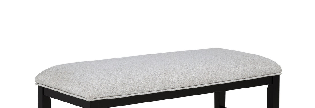 1pc Light Gray Upholstered Bench Soft Neutral Tone Dark Finish Legs Wooden Dining Room Furniture - Grand Goldman Shop