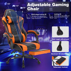 Gaming Chair with Footrest, Ergonomic Computer Chair with Headrest and Lumbar Support, Breathable Material Height Adjustable 