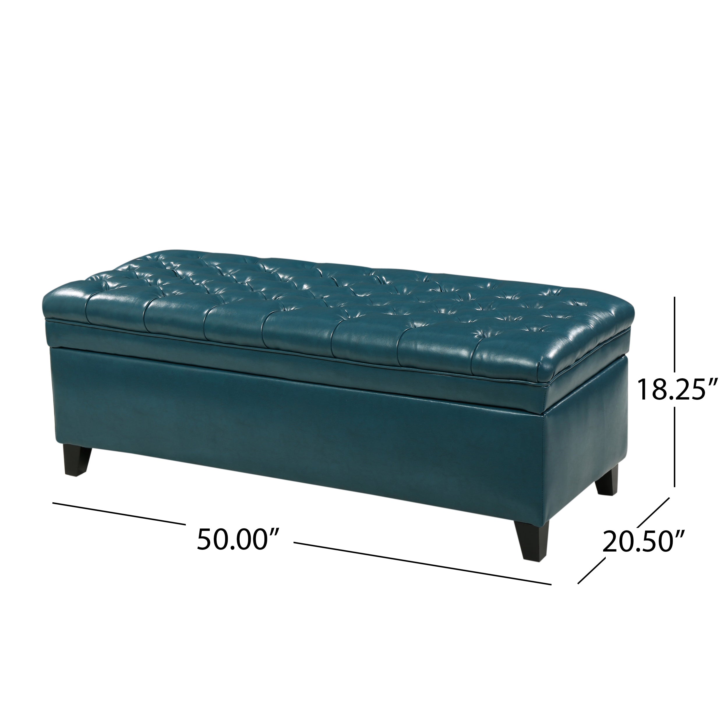 JULIANA Teal PU Storage Ottoman with Spacious Interior - Grand Goldman Shop