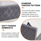 Grey velvet daybed, sturdy wooden bed frame, modern diamond grid pull-out design, perfect for bedroom, living room furniture - Grand Goldman Shop