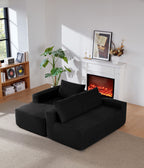 96.9' Cloud Sectional Couch with L-Shape Chaise,Modern Modular Sofa with Deep Seat, Upholstered Couches for Living Room Bedroom,No Assembly Required, (Corduroy Fabric),Black - Grand Goldman Shop