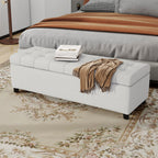 Upholstered Storage Ottoman Bench, Entryway Bench, End of Bed Bench, Ottoman Foot Rest for Bedroom, Light Grey, 300lbs - Grand Goldman Shop