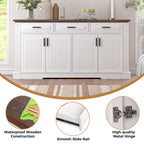 Modern Fluted Sideboard Buffet Cabinet with 4 Doors 3 Drawers, White MDF Storage Console Table for Living Room Dining Room Entryway, 63.11' L x 15.75' W x 32' H - Grand Goldman Shop