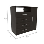 2 Piece Bedroom Set, London Armoire + Rioja 4 Drawer Dresser, Black - Grand Goldman Shop