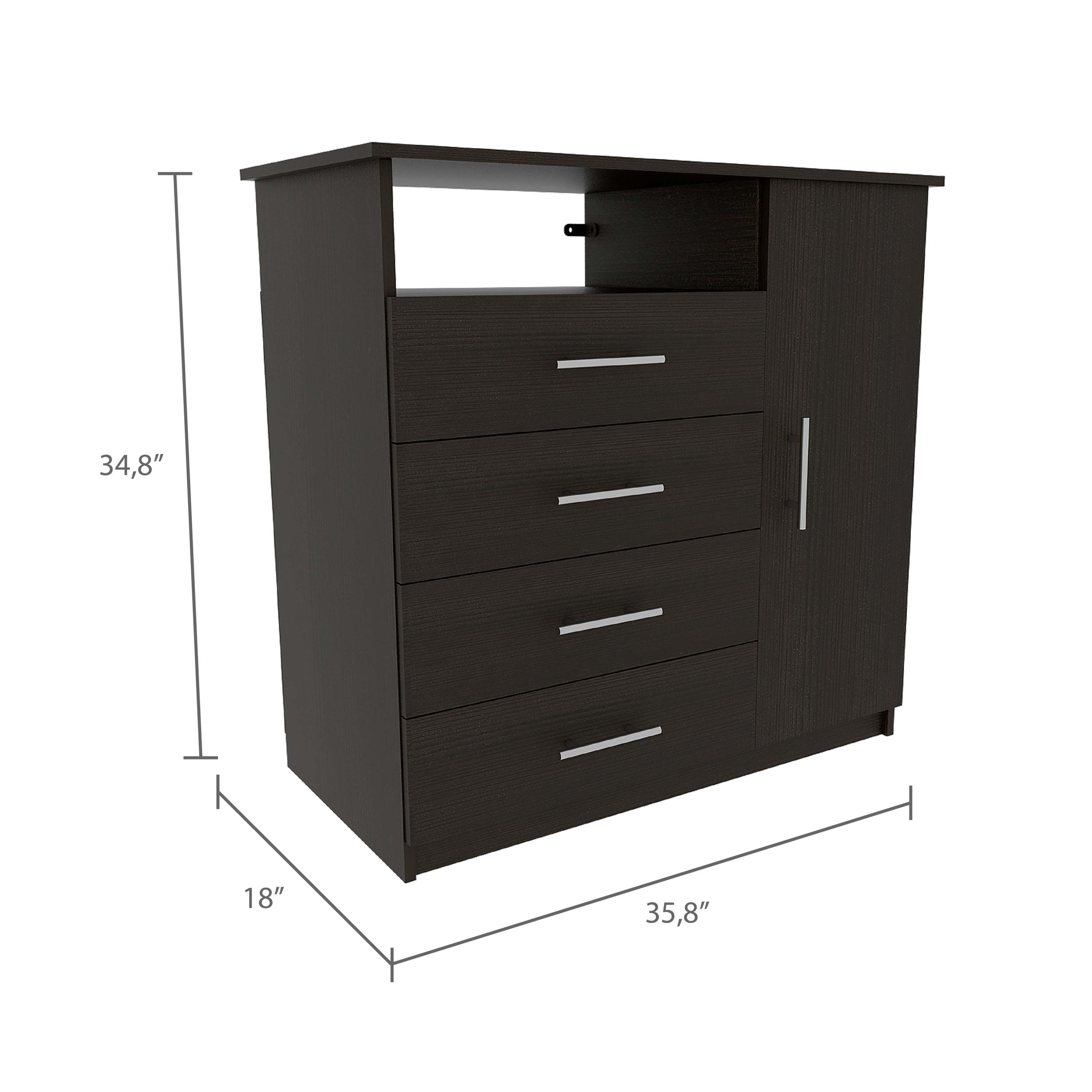 2 Piece Bedroom Set, London Armoire + Rioja 4 Drawer Dresser, Black - Grand Goldman Shop