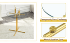 Round glass bar high table, 36 inch round bar table, tempered glass tabletop, sturdy gold chrome plated four column support, suitable for transparent round bar tables in small spaces, kitchens - Grand Goldman Shop