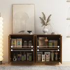 Wood Modern Buffet Cabinet with Storage, Fluted Sideboard Large Buffet with Adjustable Shelves, Credenza, Accent Cabinet Console Table - Grand Goldman Shop
