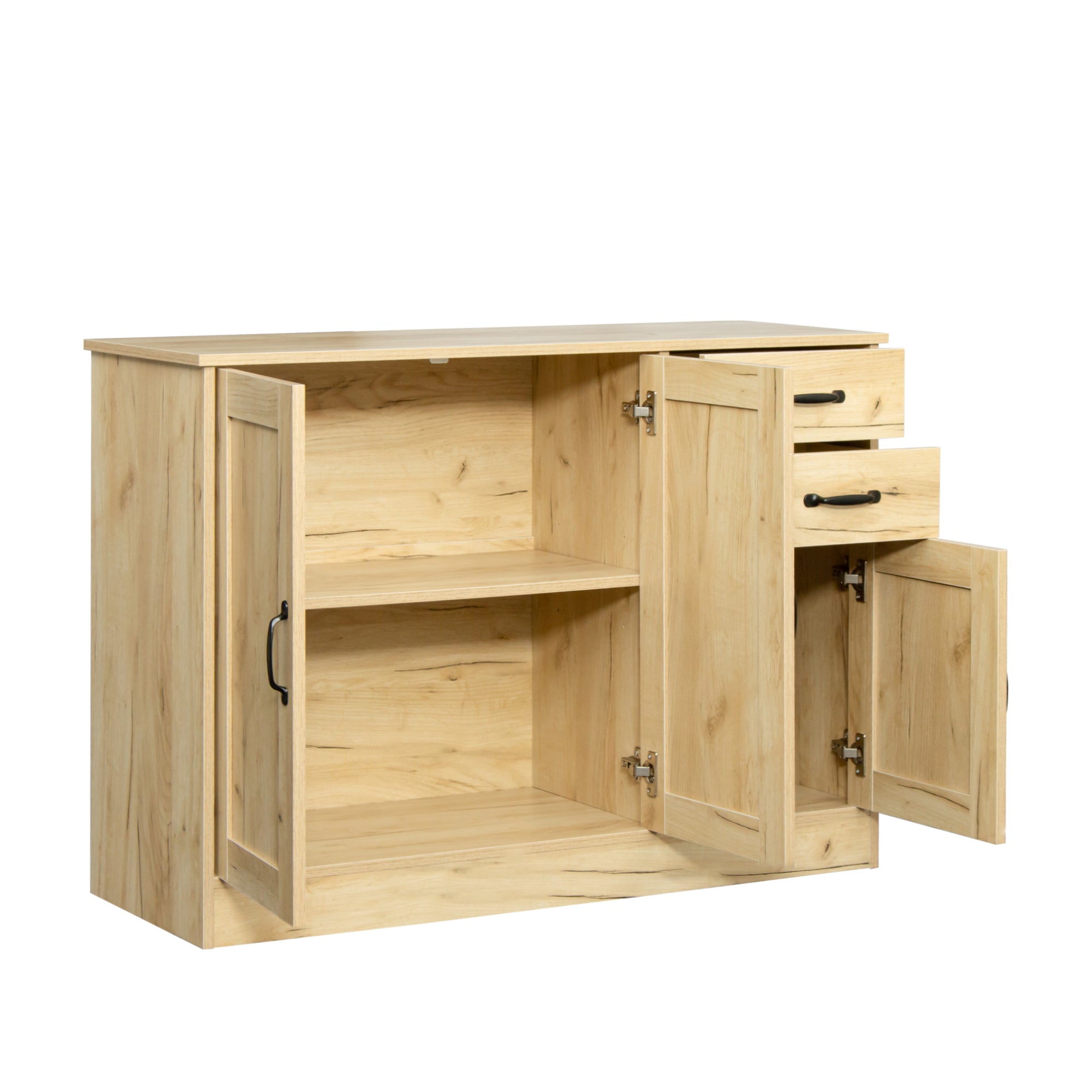 Modern Wood Buffet Sideboard with 2 doors&1 Storage and 2drawers -Entryway Serving Storage Cabinet Doors-Dining Room Console, 43.3 Inch, Oak - Grand Goldman Shop