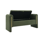 Modern Teddy Bed End Bench with Arms and Storage, Upholstered Foot Rest Stool in Olive Green, Plywood, 52.3'' - Grand Goldman Shop