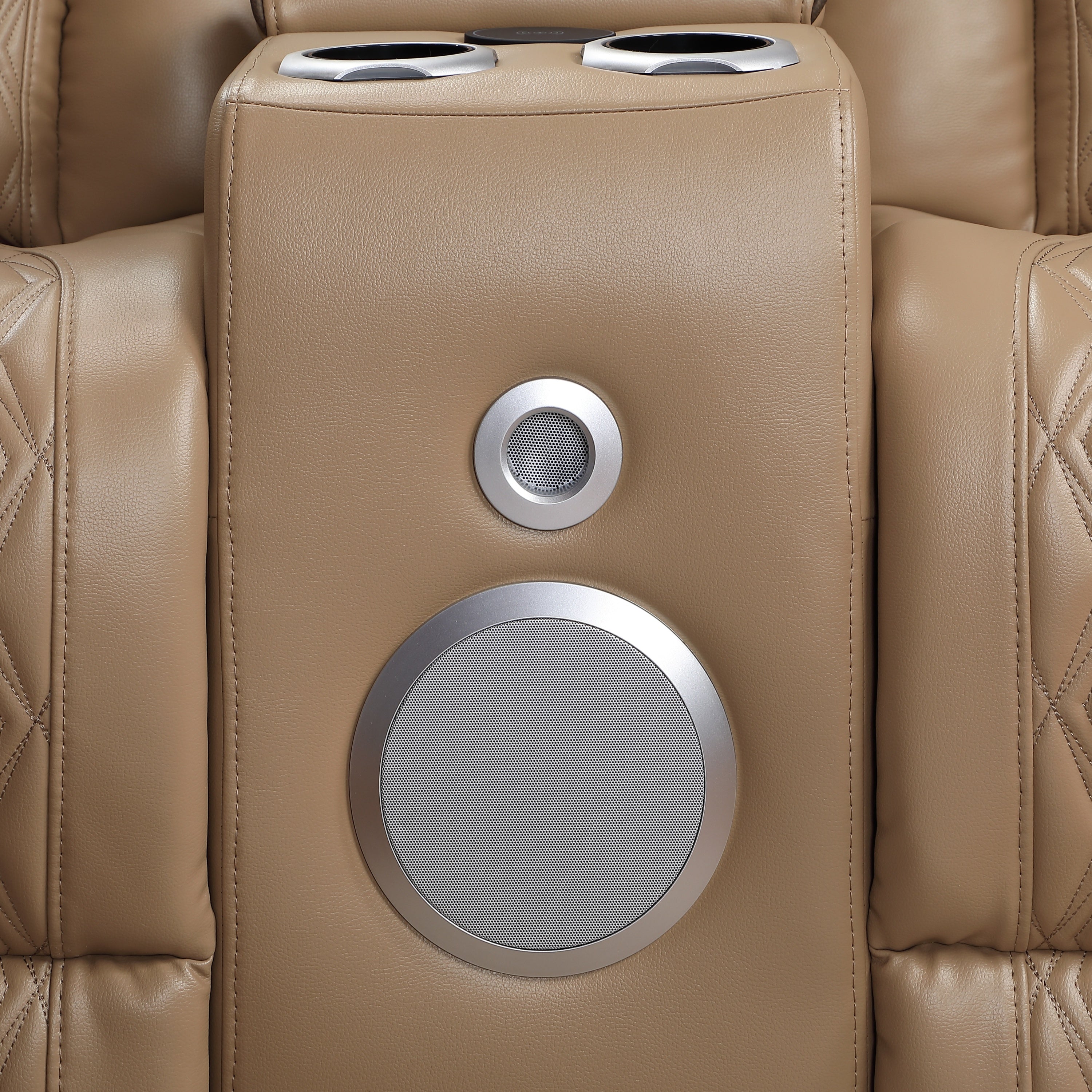 Fortuner Power Reclining 3Pc Living Room Set in Caramel Faux Leather with LED Lights, Massage Function, Bluetooth Speakers and Wireless Charging - Grand Goldman Shop