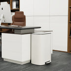 13 Gallon 50L Kitchen Foot Pedal Operated Soft Close Trash Can - Stainless Steel Ellipse Bustbin - White - Grand Goldman Shop