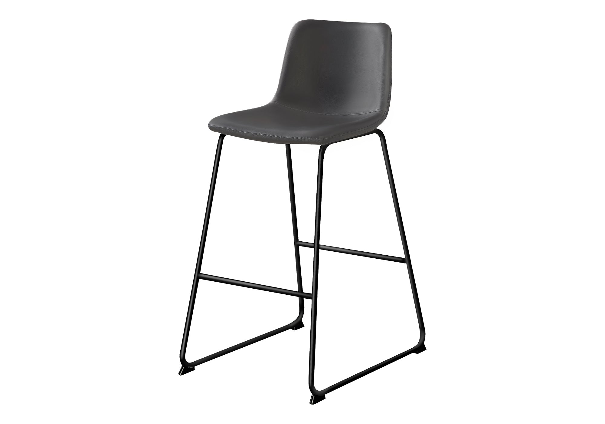 Office Chair, Bar Height, Standing, Computer Desk, Work, Grey Leather Look, Black Metal, Contemporary, Modern - Grand Goldman