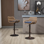 COOLMORE Modern Swivel Bar Stools Set of 2 Adjustable Counter Height Chairs with Footrest Blue Linen - Grand Goldman Shop