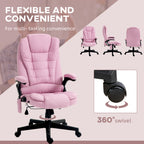 HOMCOM 6 Point Vibrating Massage Office Chair with Heat, Linen High Back Executive Office Chair with Reclining Backrest, Padd