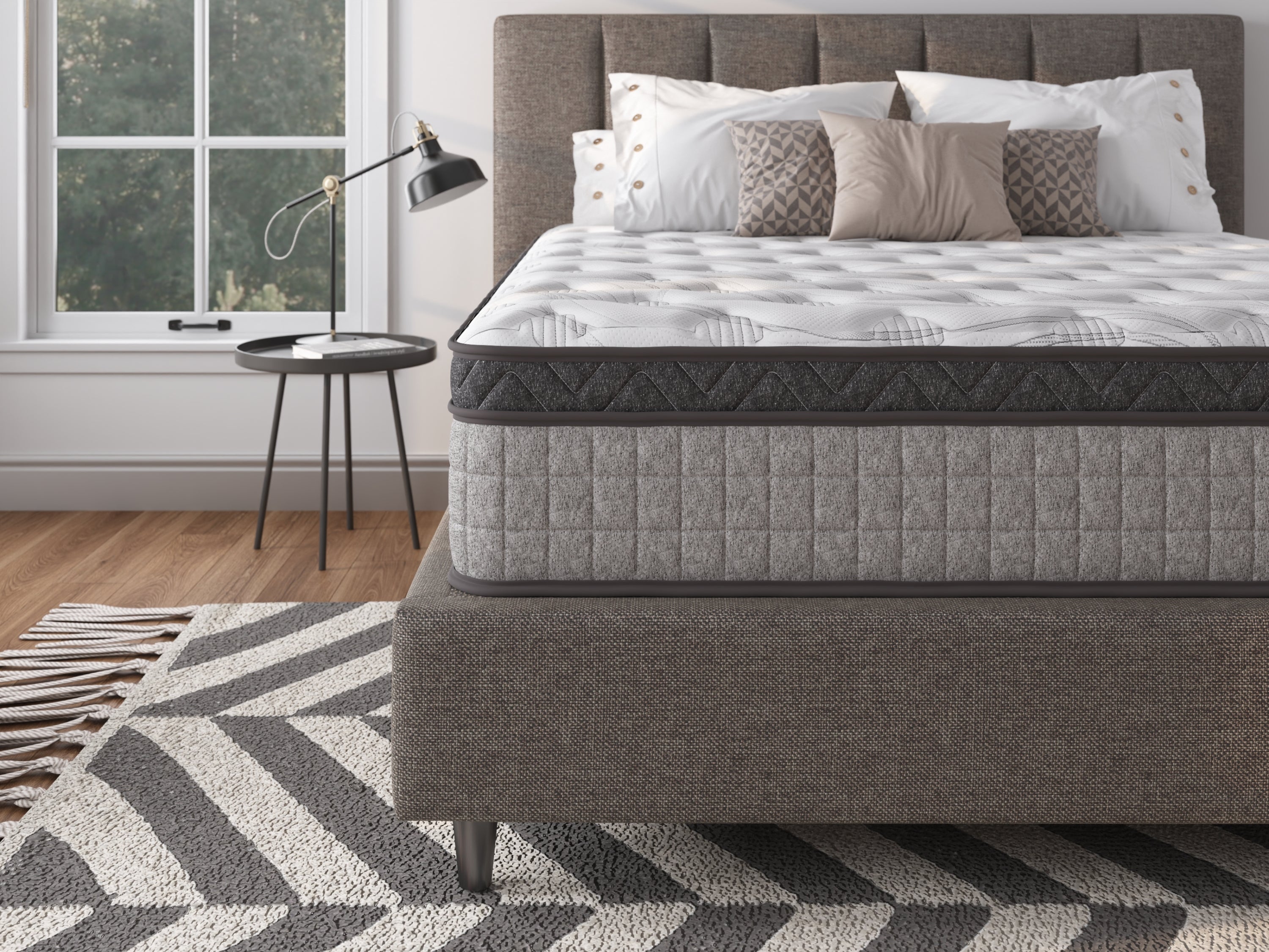 Assembled in USA - 12' Queen Diamond Innerspring Hybrid and Cooling Gel Memory Foam Mattress, Pressure Relief, and Motion Isolation, CertiPUR-US and Oeko TEX Certified - Grand Goldman Shop