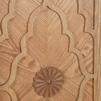 Carved Flower Door Large Storage Cabinet With Metal Handle Suitable For Living Room, Kitchen, Entryway(NATURAL WOOD) - Grand Goldman Shop